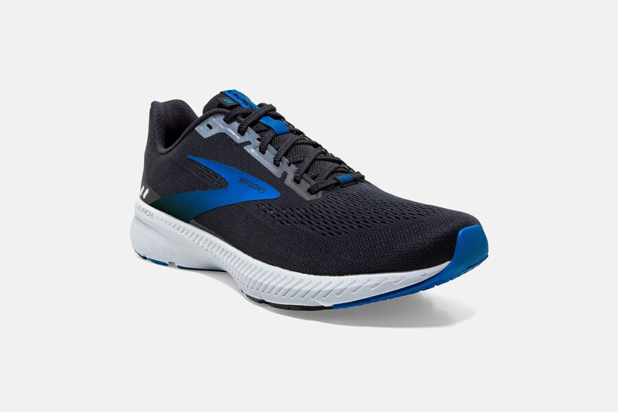 Brooks Running Shoes - Launch 8 Road Mens - Black/Grey/Blue - PUA-620359